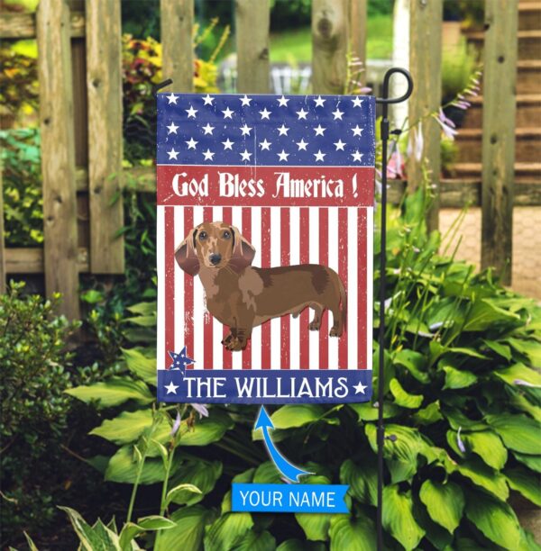 Dachshund God Bless America Personalized Flag – Garden Dog Flag – Personalized Dog Garden Flags