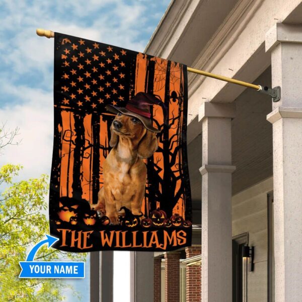 Dachshund Halloween Personalized Flag – Garden Dog Flag – Custom Dog Garden Flags – Dog Gifts For Owners