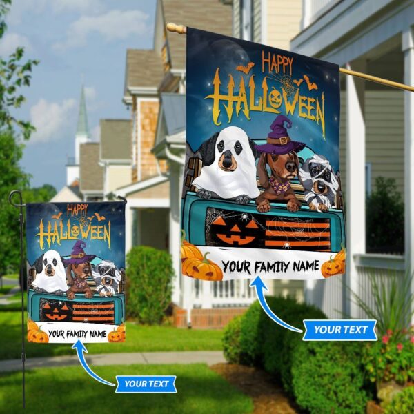 Dachshund Halloween Personalized Flag – Garden Dog Flag – Personalized Dog Garden Flags
