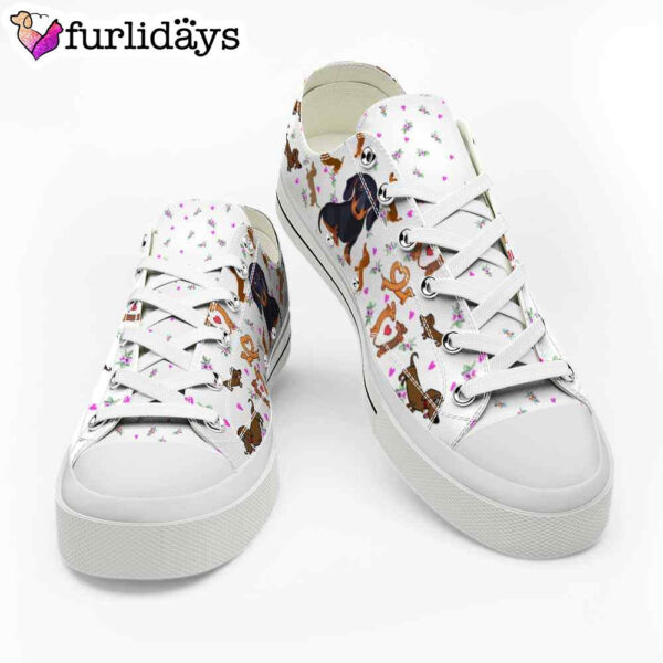 Dachshund Heart Love Pattern Low Top Shoes  – Happy International Dog Day Canvas Sneaker – Owners Gift Dog Breeders