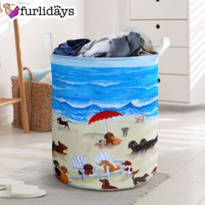Dachshund In Beach Laundry Basket Dog Laundry Basket Christmas Gift For Her Home Decor 1