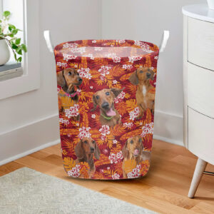 Dachshund In Seamless Tropical Floral With Palm Leaves Laundry Basket Dog Laundry Basket Christmas Gift For Her 2