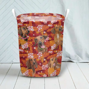 Dachshund In Seamless Tropical Floral With Palm Leaves Laundry Basket Dog Laundry Basket Christmas Gift For Her 3