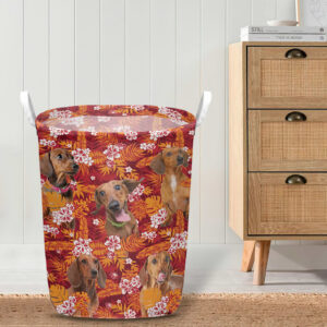 Dachshund In Seamless Tropical Floral With Palm Leaves Laundry Basket Dog Laundry Basket Christmas Gift For Her 4