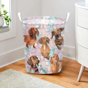 Dachshund In Summer Tropical With Leaf Seamless Laundry Basket Dog Laundry Basket Christmas Gift For Her Home Decor 2