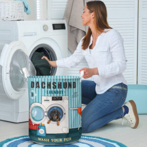 Dachshund In Washing Machine Laundry Basket Dog Laundry Basket Christmas Gift For Her Home Decor 4