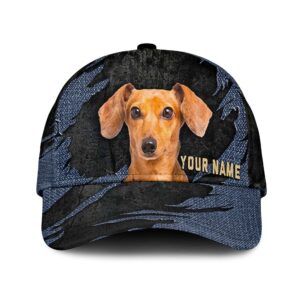 Dachshund Jean Background Custom Name Cap Classic Baseball Cap All Over Print Gift For Dog Lovers 1 jaaqzx