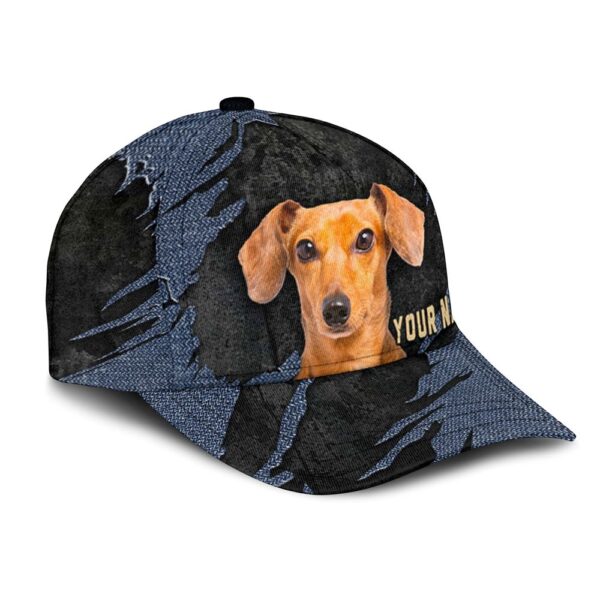 Dachshund Jean Background Custom Name & Photo Dog Cap – Classic Baseball Cap All Over Print – Gift For Dog Lovers