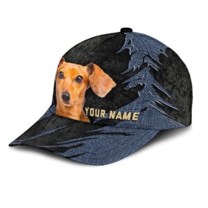 Dachshund Jean Background Custom Name Cap Classic Baseball Cap All Over Print Gift For Dog Lovers 3 xj5vmt