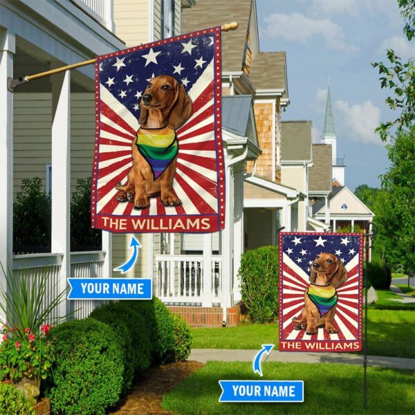 Dachshund Lgbt Personalized Flag – Custom Dog Garden Flags – Dog Flags Outdoor