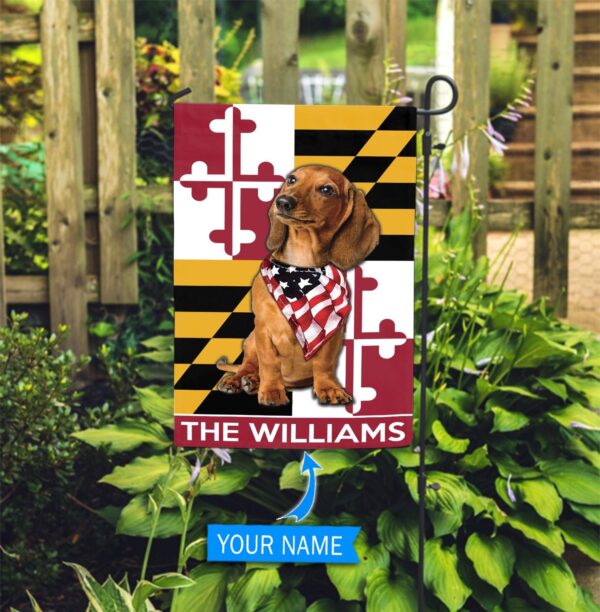 Dachshund Maryland Personalized Garden Flag – Custom Dog Garden Flags – Dog Flags Outdoor