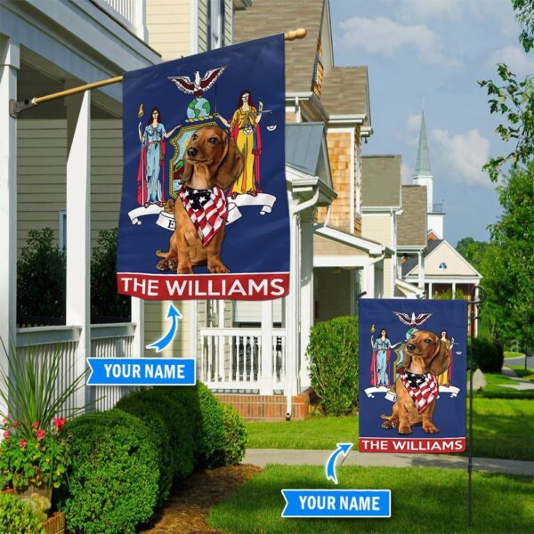 Dachshund New York Personalized Garden Flag – Custom Dog Garden Flags – Dog Flags Outdoor