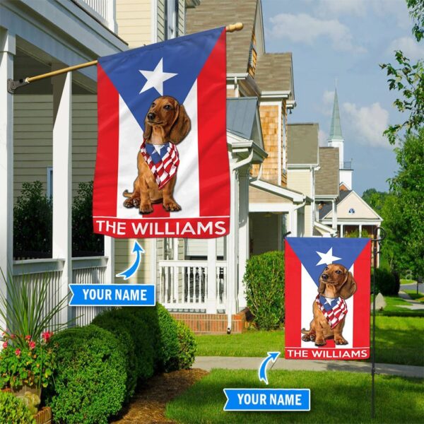 Dachshund Puerto Rico Personalized Garden Flag – Custom Dog Garden Flags – Dog Flags Outdoor