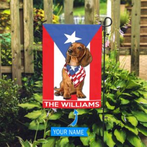 Dachshund Puerto Rico Personalized Garden Flag Custom Dog Garden Flags Dog Flags Outdoor 3