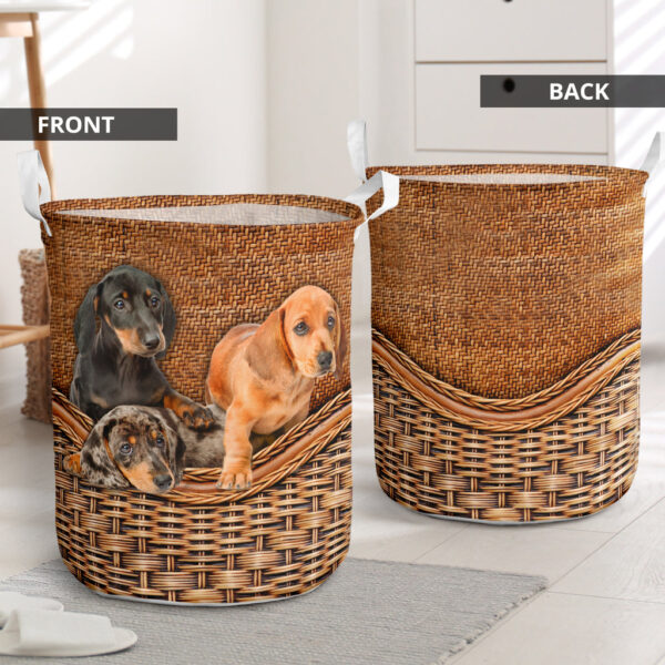 Dachshund Rattan Texture Laundry Basket – Dog Laundry Basket – Christmas Gift For Her – Home Decor