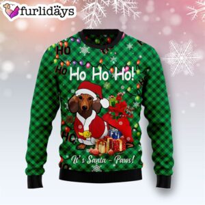 Dachshund Santa Paw Ugly Christmas Sweater…
