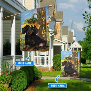Dachshund Sunflower Personalized Flag Personalized Dog Garden Flags Dog Flags Outdoor 1