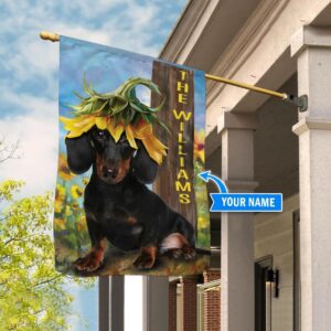Dachshund Sunflower Personalized Flag Personalized Dog Garden Flags Dog Flags Outdoor 2