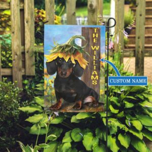 Dachshund Sunflower Personalized Flag Personalized Dog Garden Flags Dog Flags Outdoor 3