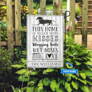 Dachshund This Home Is Filled With Kisses Personalized Flag Personalized Dog Garden Flags Dog Flags Outdoor 1