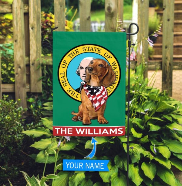 Dachshund Washington Personalized Garden Flag – Custom Dog Garden Flags – Dog Flags Outdoor