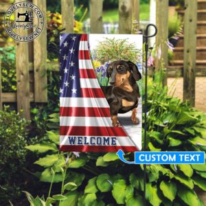 Dachshund Welcome Personalized Flag Personalized Dog Garden Flags Dog Flags Outdoor 1
