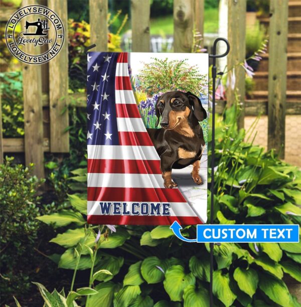 Dachshund Welcome Personalized Flag – Personalized Dog Garden Flags – Dog Flags Outdoor