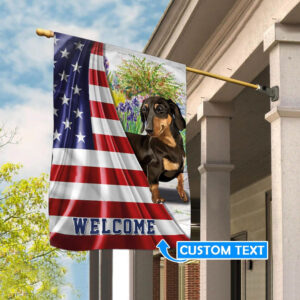 Dachshund Welcome Personalized Flag Personalized Dog Garden Flags Dog Flags Outdoor 3