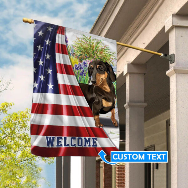 Dachshund Welcome Personalized Flag – Personalized Dog Garden Flags – Dog Flags Outdoor