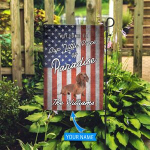 Dachshund Welcome To Our Paradise Personalized Flag Personalized Dog Garden Flags Dog Flags Outdoor 2