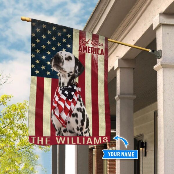 Dalmatian God Bless America Personalized Flag – Custom Dog Garden Flags – Dog Flags Outdoor