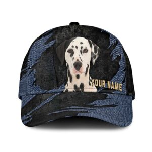 Dalmatian Jean Background Custom Name Cap Classic Baseball Cap All Over Print Gift For Dog Lovers 1 lrm1db