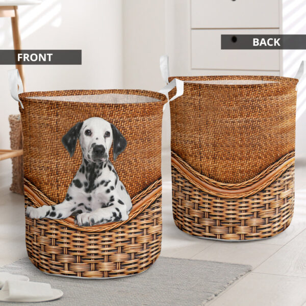 Dalmatian Rattan Texture Laundry Basket – Dog Laundry Basket – Christmas Gift For Her – Home Decor