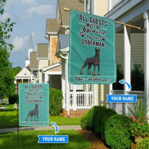 Doberman All Guests Approved Personalized Flag Personalized Dog Garden Flags Dog Flags Outdoor 1