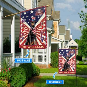 Doberman God Bless America 4th Of July Personalized Flag Custom Dog Garden Flags Dog Flags Outdoor 1