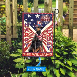 Doberman God Bless America 4th Of July Personalized Flag Custom Dog Garden Flags Dog Flags Outdoor 3