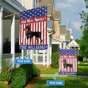 Doberman God Bless America Personalized Flag Garden Dog Flag Personalized Dog Garden Flags 1