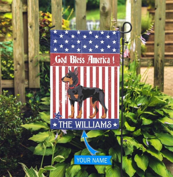 Doberman God Bless America Personalized Flag – Garden Dog Flag – Personalized Dog Garden Flags