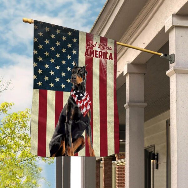 Doberman God Bless House Flag – Dog Flags Outdoor – Dog Lovers Gifts for Him or Her