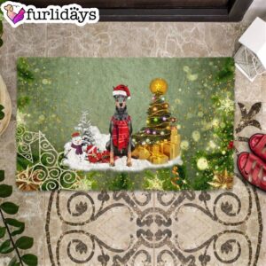 Doberman Merry Christmas Doormat – Outdoor…