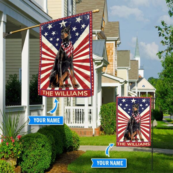 Doberman Personalized House Flag – Custom Dog Garden Flags – Dog Flags Outdoor