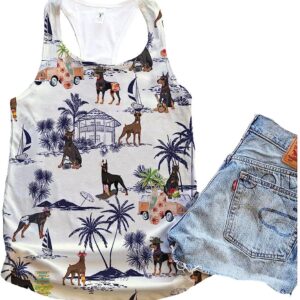Doberman Pinscher Dog Palm Tree Beach Simple Tank Top Summer Casual Tank Tops For Women Gift For Young Adults 1 lhwokl