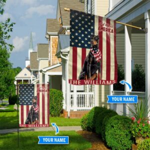 Doberman Pinscher God Bless America Personalized Flag Custom Dog Garden Flags Dog Flags Outdoor 1