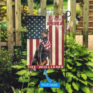 Doberman Pinscher God Bless America Personalized Flag Custom Dog Garden Flags Dog Flags Outdoor 2