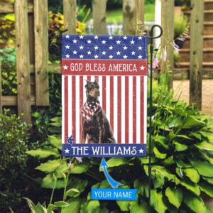 Doberman Pinscher God Bless America Personalized Flag Personalized Dog Garden Flags Dog Flags Outdoor 3