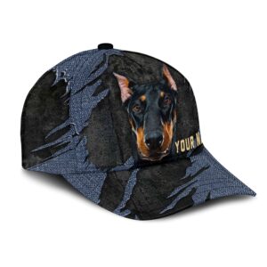Doberman Pinscher Jean Background Custom Name Cap Classic Baseball Cap All Over Print Gift For Dog Lovers 2 tnyjtw