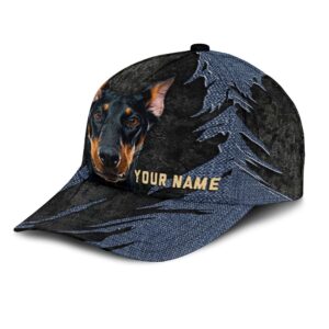 Doberman Pinscher Jean Background Custom Name Cap Classic Baseball Cap All Over Print Gift For Dog Lovers 3 bzt5mz