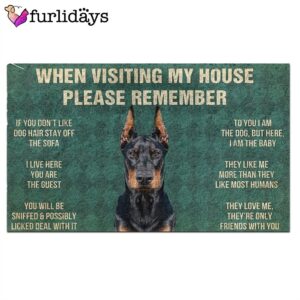 Doberman Pinscher s Rules Doormat Housewarming Gifts Dog Memorial Gift 2