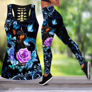 Dobermann Butterfly With Rose Hollow Tanktop Legging Set Outfit Casual Workout Sets Dog Lovers Gifts For Him Or Her 1 mxizak