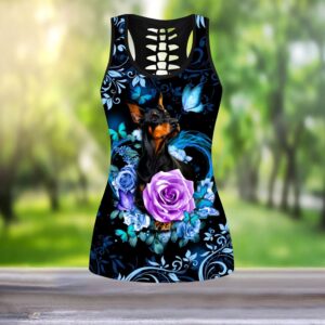 Dobermann Butterfly With Rose Hollow Tanktop Legging Set Outfit Casual Workout Sets Dog Lovers Gifts For Him Or Her 2 dcaijy